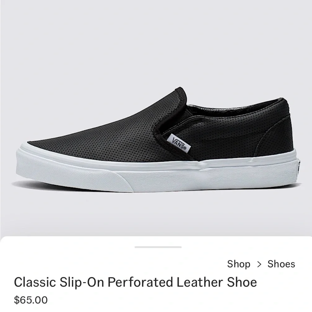 Vans Black Leather Classic Slip-On - Picture 5 of 8